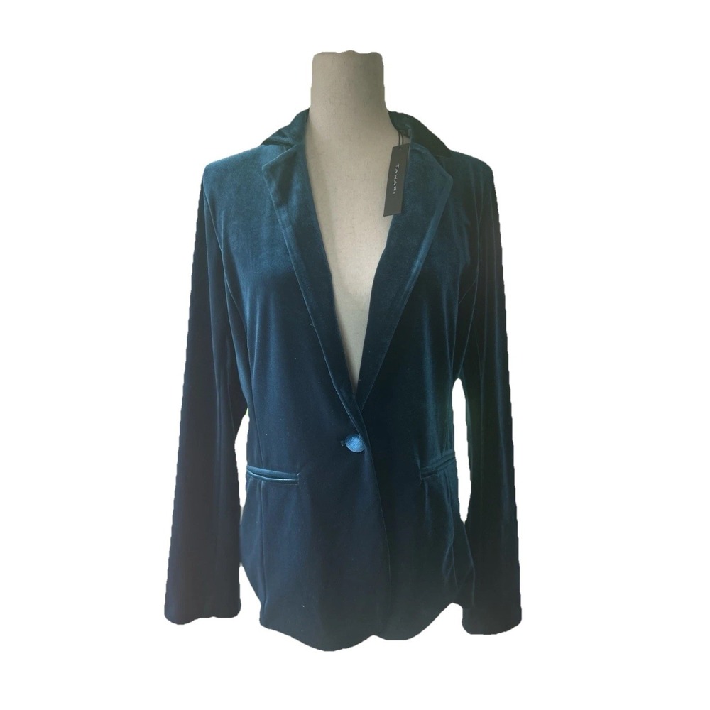 TAHARI Jewel Tone Velvet Blazer Jacket Whimsigoth Dark Romantic Victorian Large - Picture 4 of 9